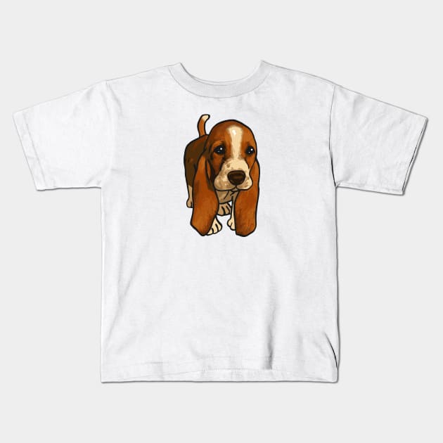 Basset Hound Dog Kids T-Shirt by PetinHeart